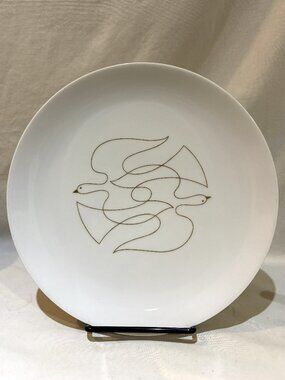 Arzberg Jean Luce Two Doves Golden Swallow Plate Germany 10" EUC